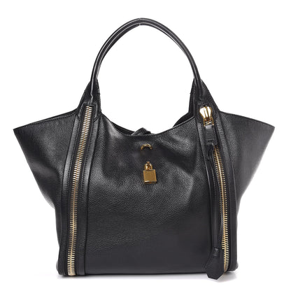 Tom Ford Grained Calfskin Amber Double-Zip Tote Black 1 of 7