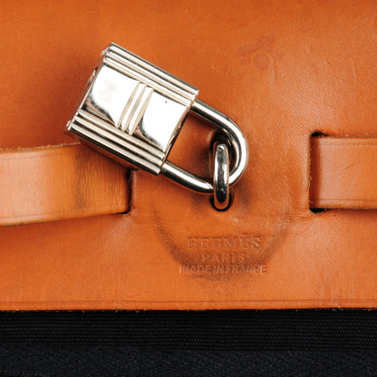 Hermes Toile Vache Calfskin Herbag 30 PM Black Natural 8 of 11