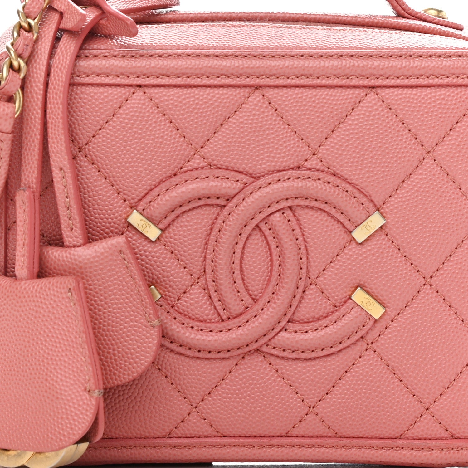 Chanel Caviar Quilted Small CC Filigree Vanity Case Pink 8 of 10