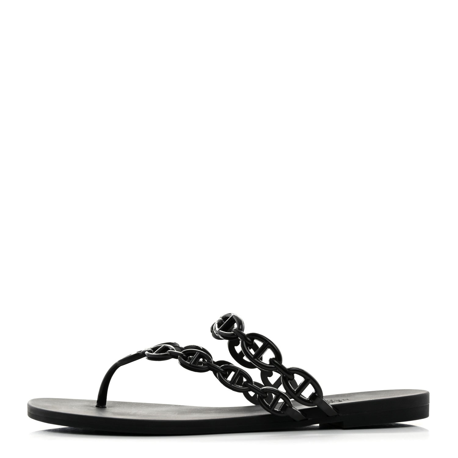 Hermes Rubber Chaine d'Ancre Island Sandals 38 Black 1 of 8