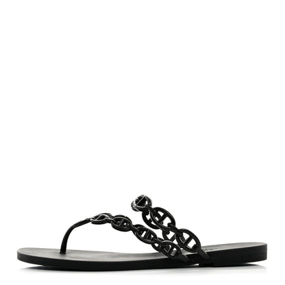 Hermes Rubber Chaine d'Ancre Island Sandals 38 Black 1 of 8