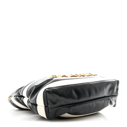 Chanel Shiny Calfskin Striped Mini Chanel 22 Black White 4 of 10