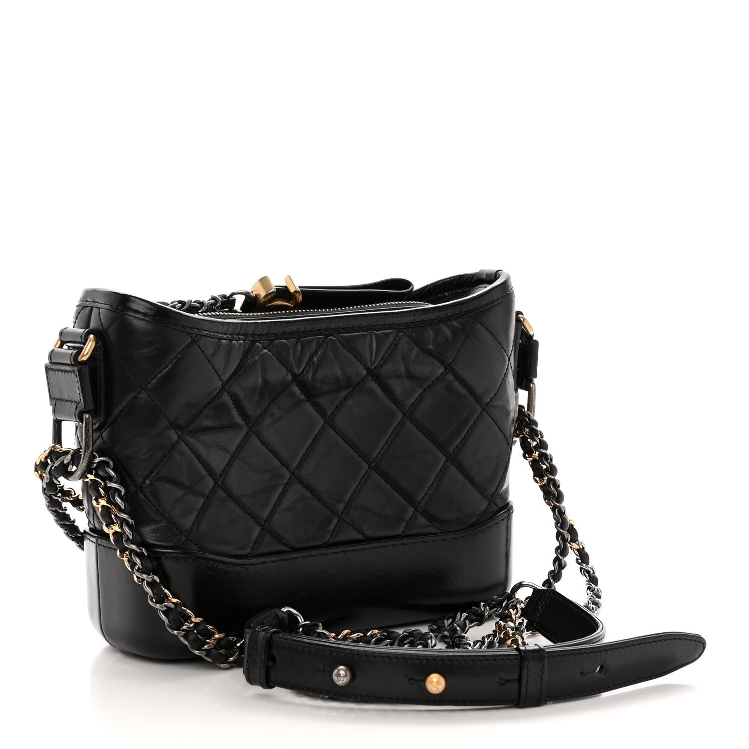 Chanel Aged Calfskin Quilted Small Gabrielle Hobo Black 3 of 11