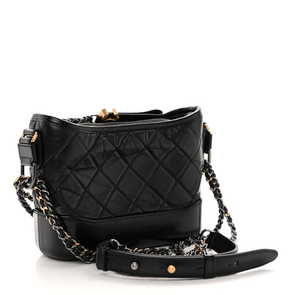 Chanel Aged Calfskin Quilted Small Gabrielle Hobo Black 3 of 11