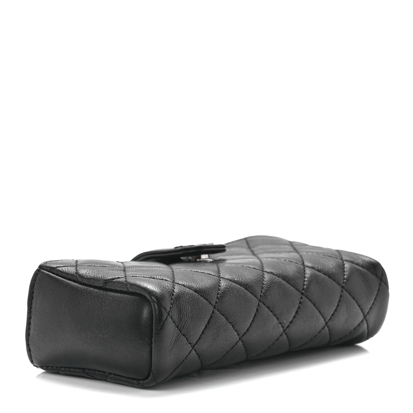 Lambskin Quilted Crystal Valentine Charms Mini Phone Holder Crossbody Bag Black