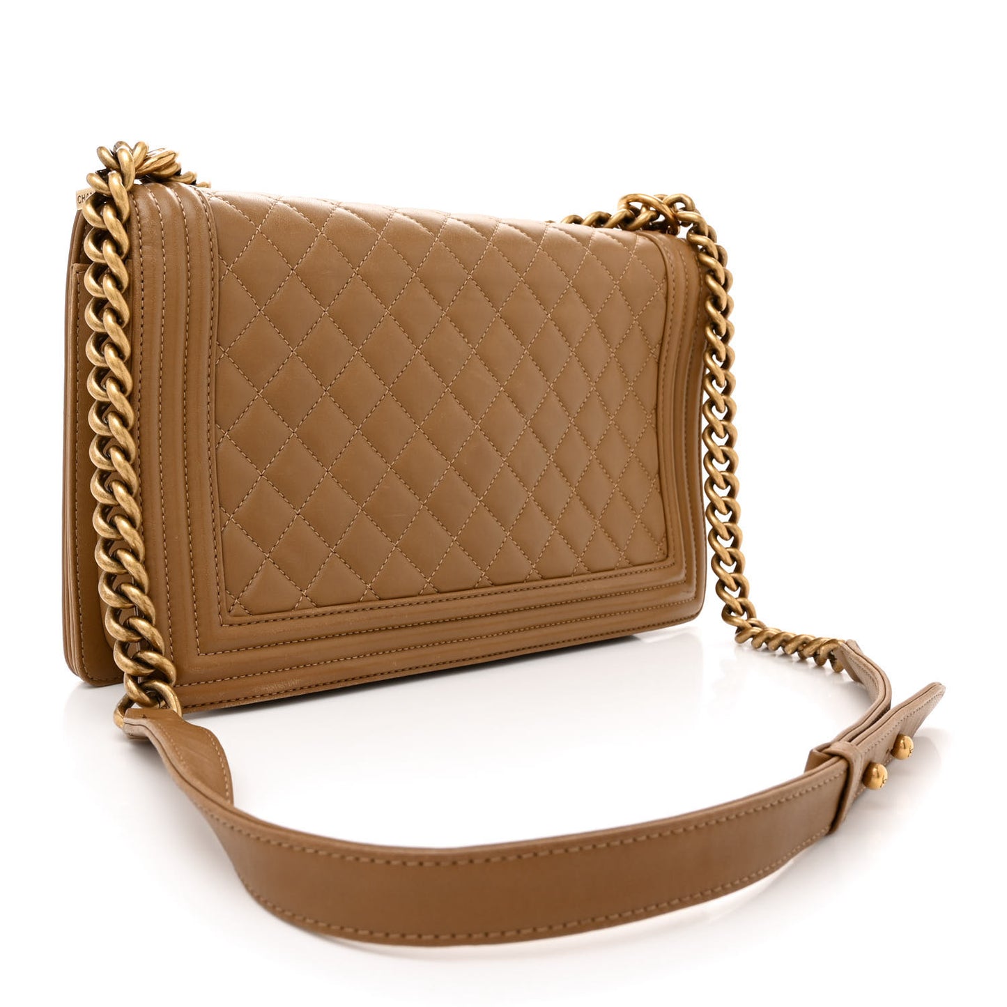 Lambskin Quilted New Medium Boy Flap Dark Beige