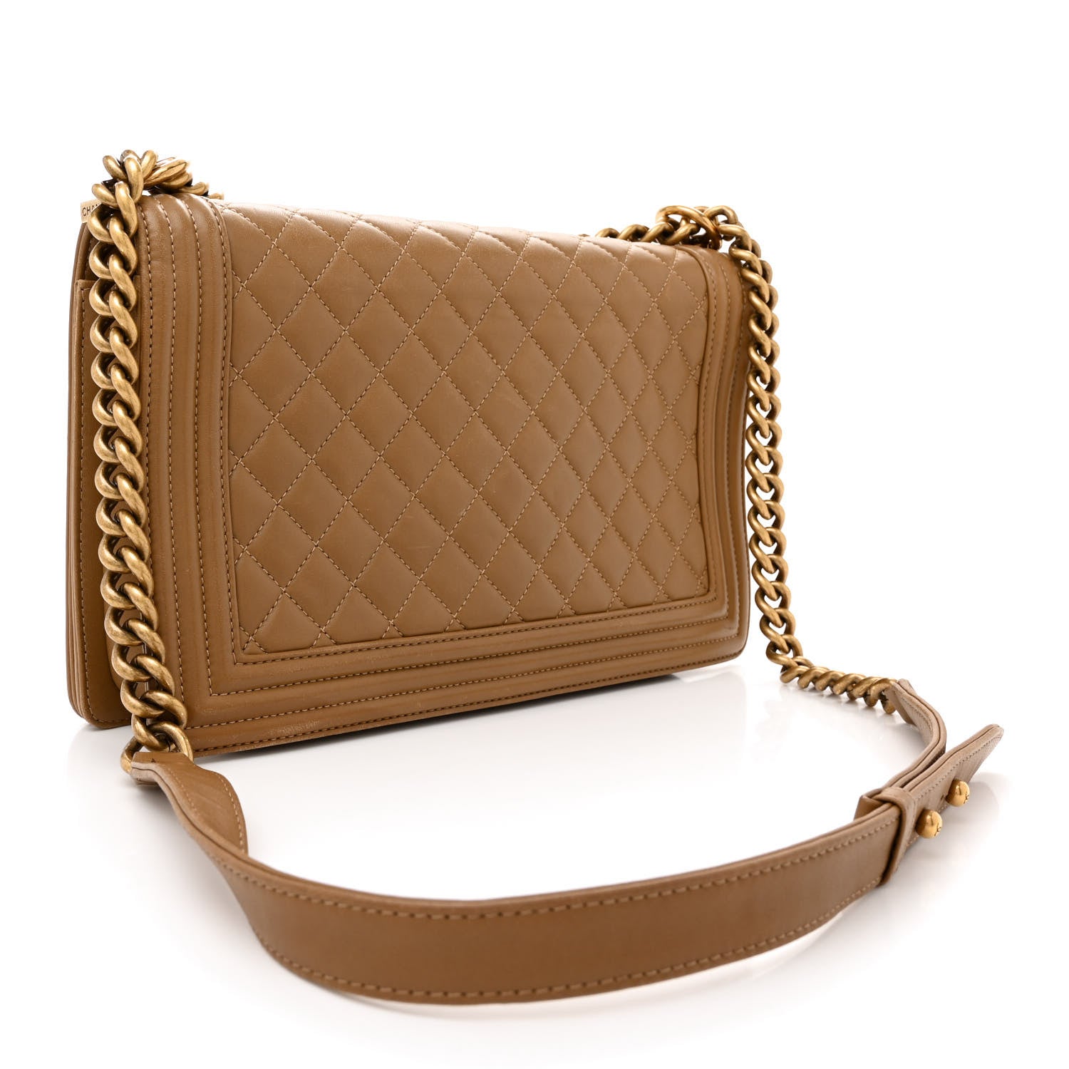 Chanel Lambskin Quilted New Medium Boy Flap Dark Beige 3 of 13
