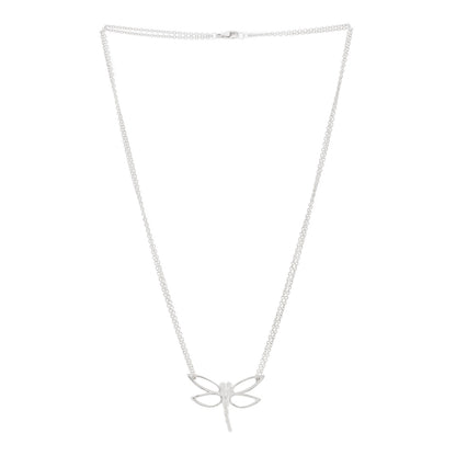 Tiffany Sterling Silver Dragonfly Pendant Double Chain Necklace 2 of 4