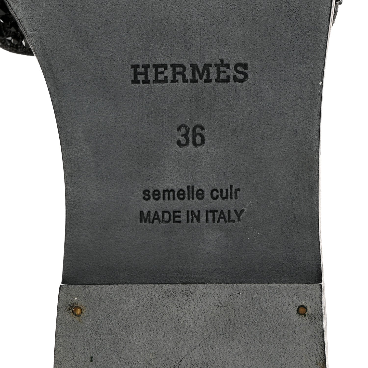 Hermes Suede Crystal Oran Sandals 36 Black 7 of 8