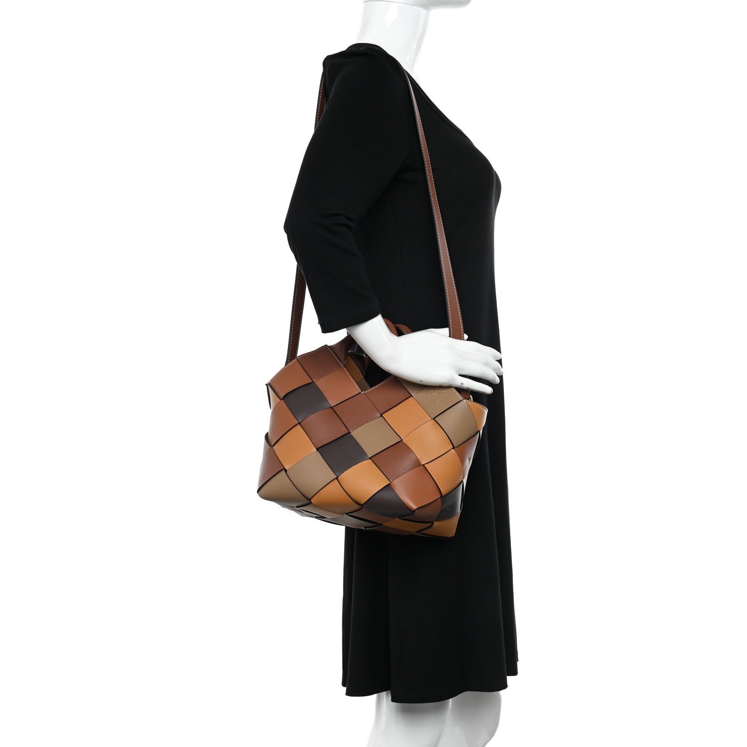 Loewe Calfskin Small Woven Basket Surplus Bag Brown 2 of 11