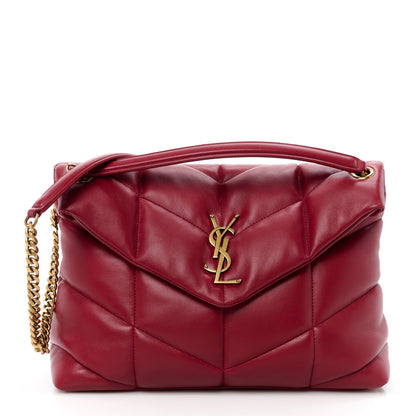 Saint Laurent Lambskin Quilted Medium Loulou Puffer Monogram Chain Satchel Opyum Red 1 of 11