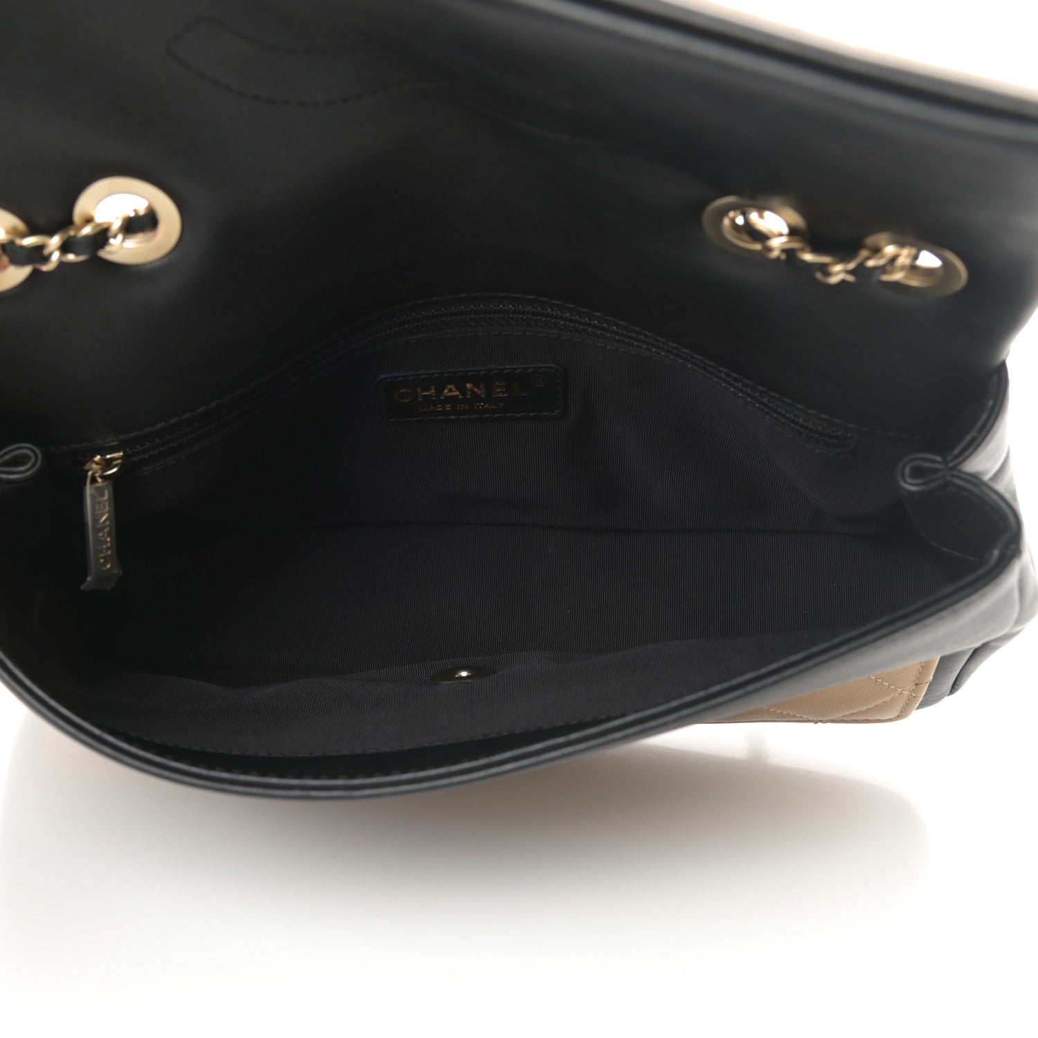 Chanel Calfskin Quilted Medium Graphic Flap Beige Black 5 of 15