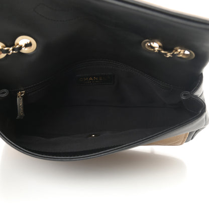 Chanel Calfskin Quilted Medium Graphic Flap Beige Black 5 of 15