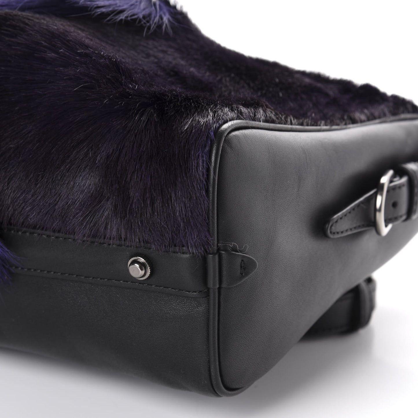 3.1 Goat Fur Calfskin Ryder Satchel Purple Black