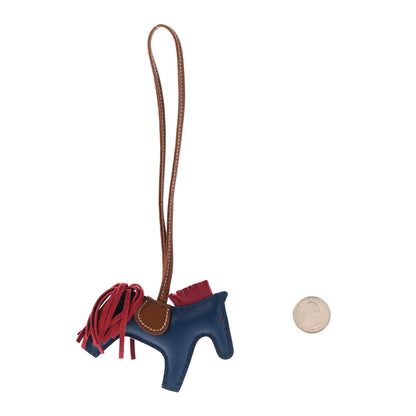 Hermes Milo Lambskin Grigri Rodeo Horse Bag Charm PM Bleu de Malte Rubis Fauve 2 of 4