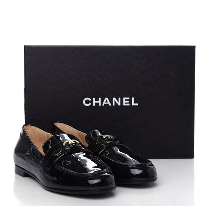 Chanel Patent CC Mocassin Loafers 36.5 Black 11 of 11