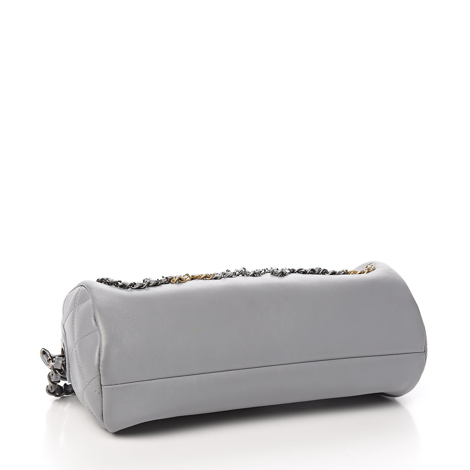 Chanel Calfskin Chain 20s Signature Bowling Bag Light Gray 3 of 12