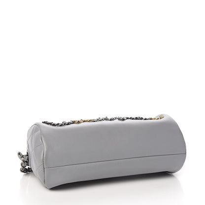 Chanel Calfskin Chain 20s Signature Bowling Bag Light Gray 3 of 12