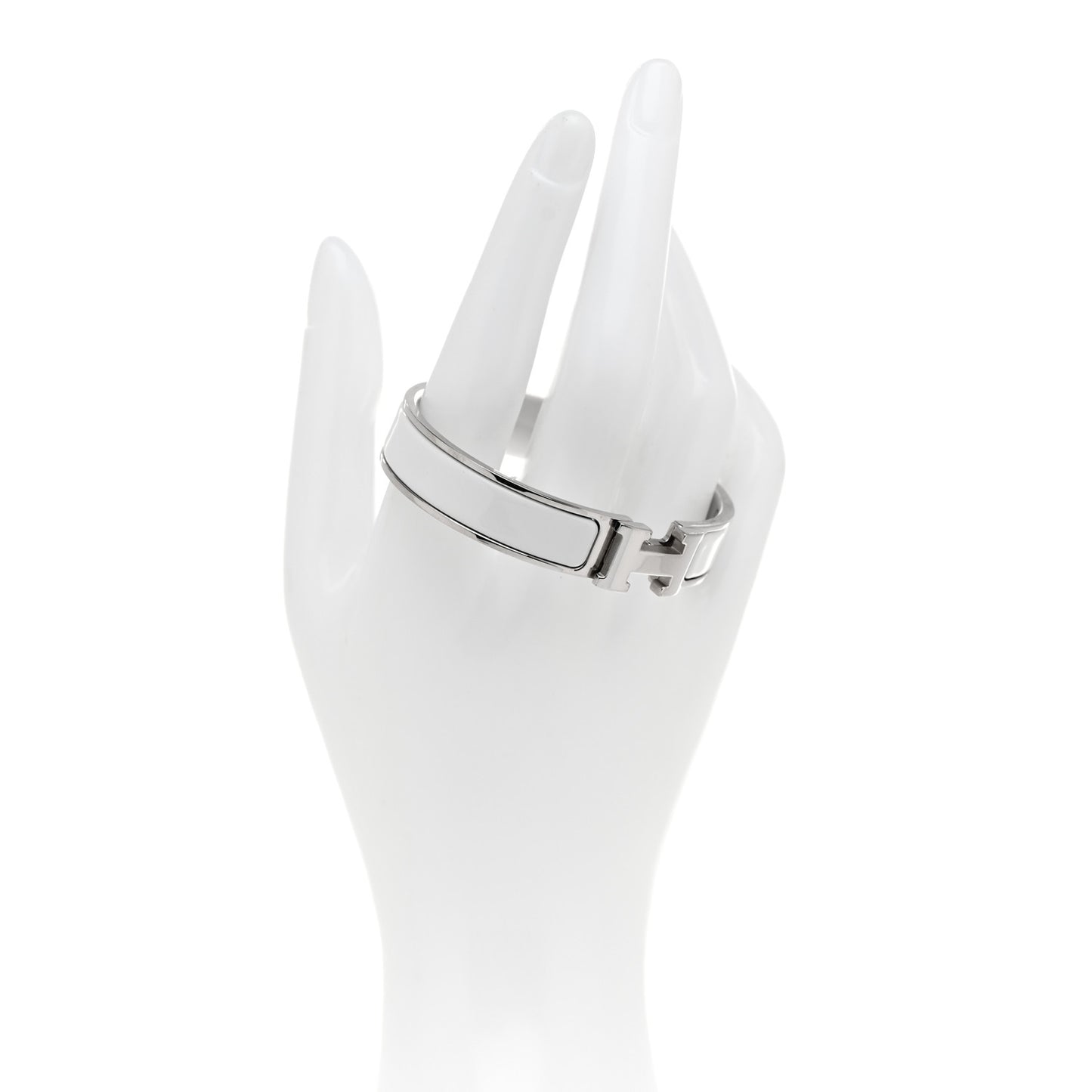 Enamel Narrow Clic Clac H Bracelet PM White