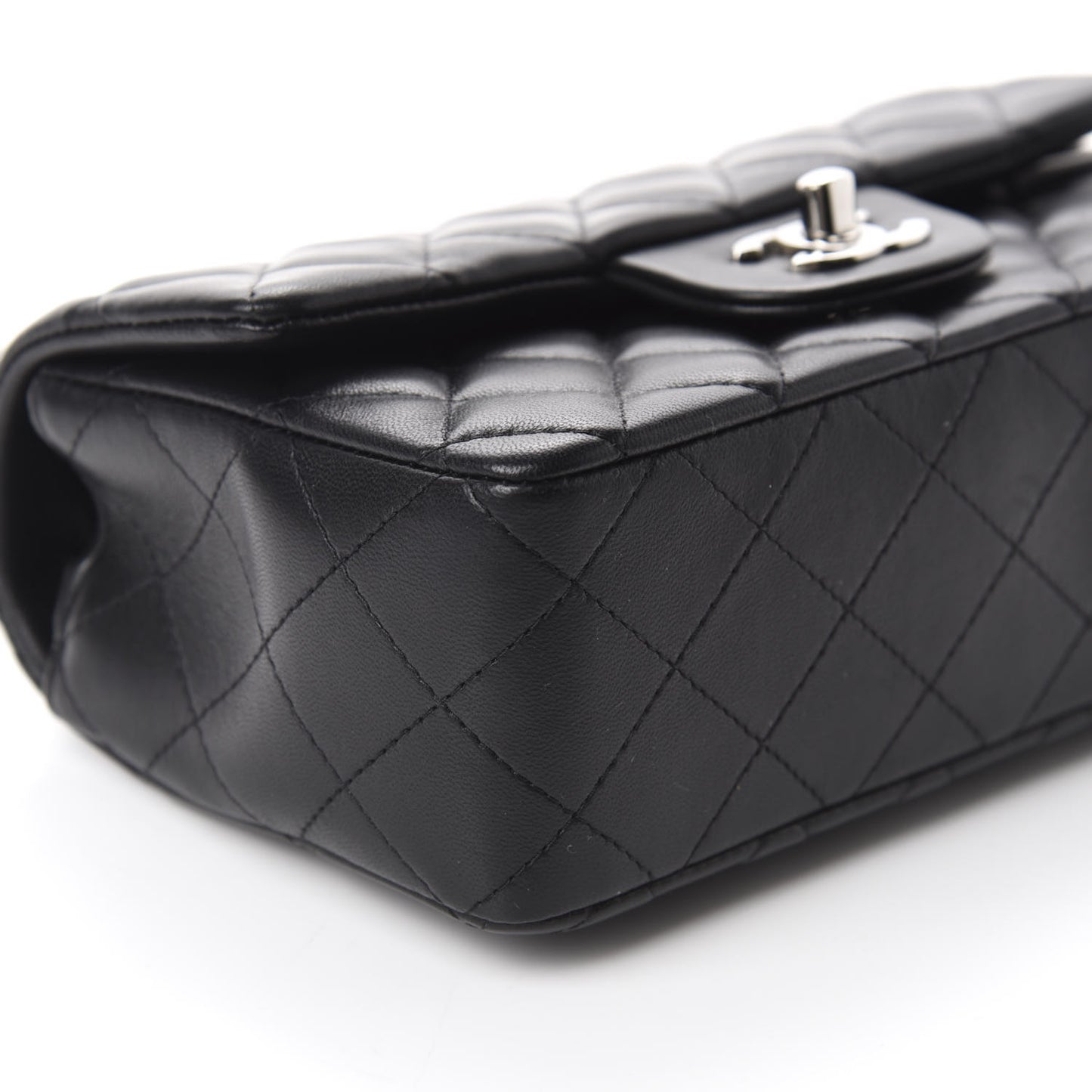 Lambskin Quilted Mini Rectangular Flap Black