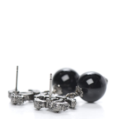 Chanel Ruthenium CC Bead Drop Earrings Black 3 of 4
