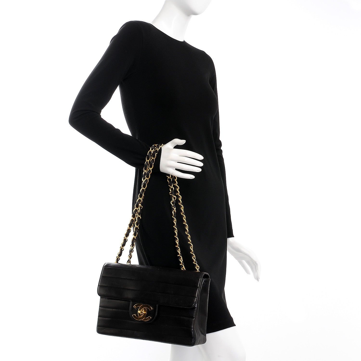 Chanel Lambskin Horizontal Quilt Jumbo Single Flap Black 2 of 14