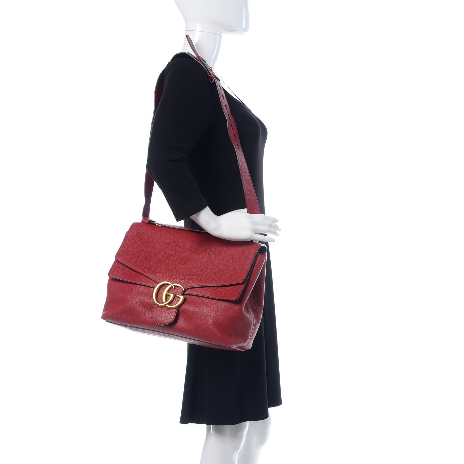 Gucci Cellarius Calfskin Large GG Marmont Shoulder Bag Vulcanic Red 2 of 16