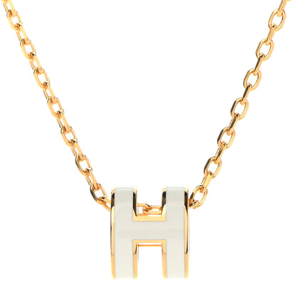 Hermes Lacquered Gold Mini Pop H Pendant Necklace White 4 of 8