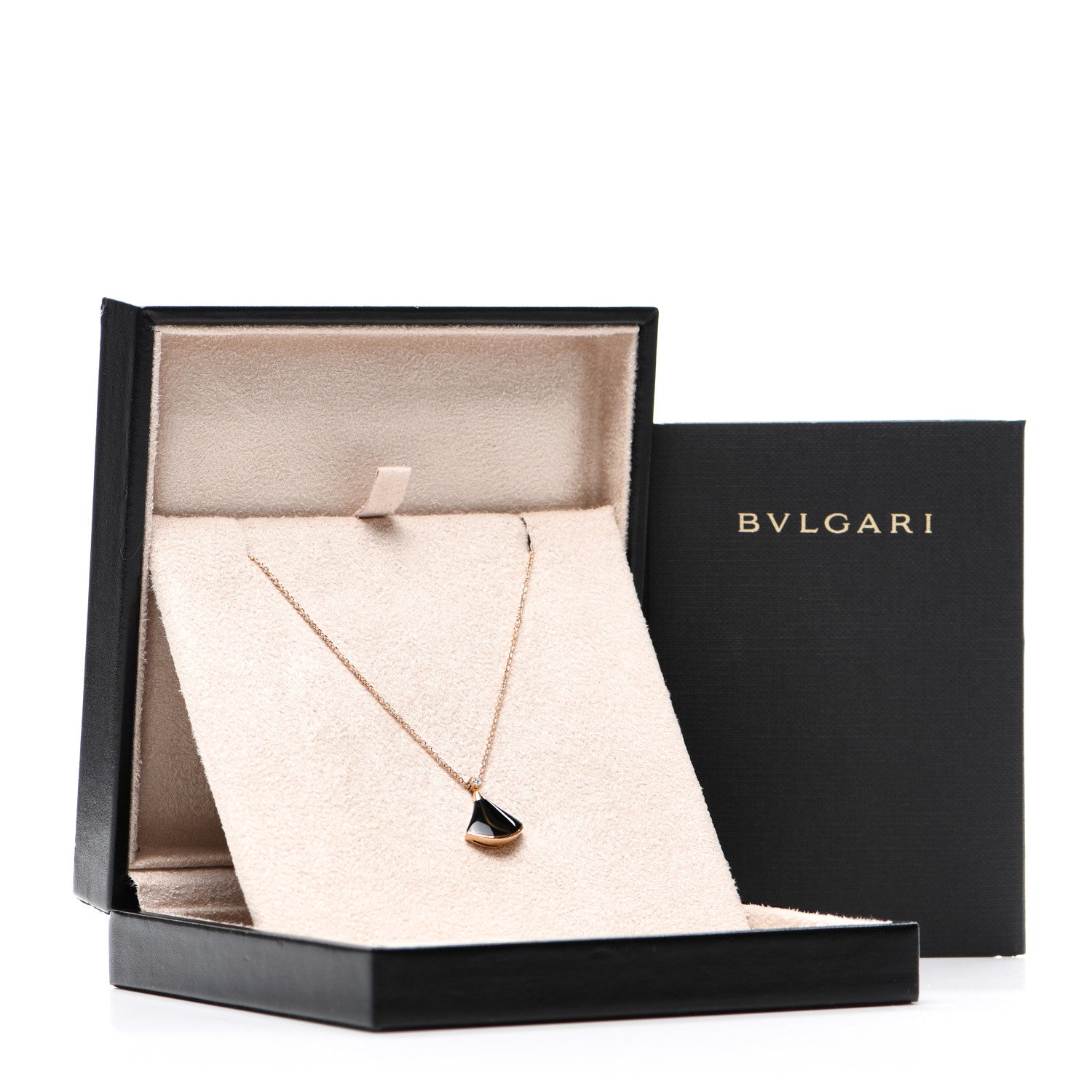 Bulgari 18K Rose Gold Diamond Black Onyx Divas' Dream Pendant Necklace 5 of 5