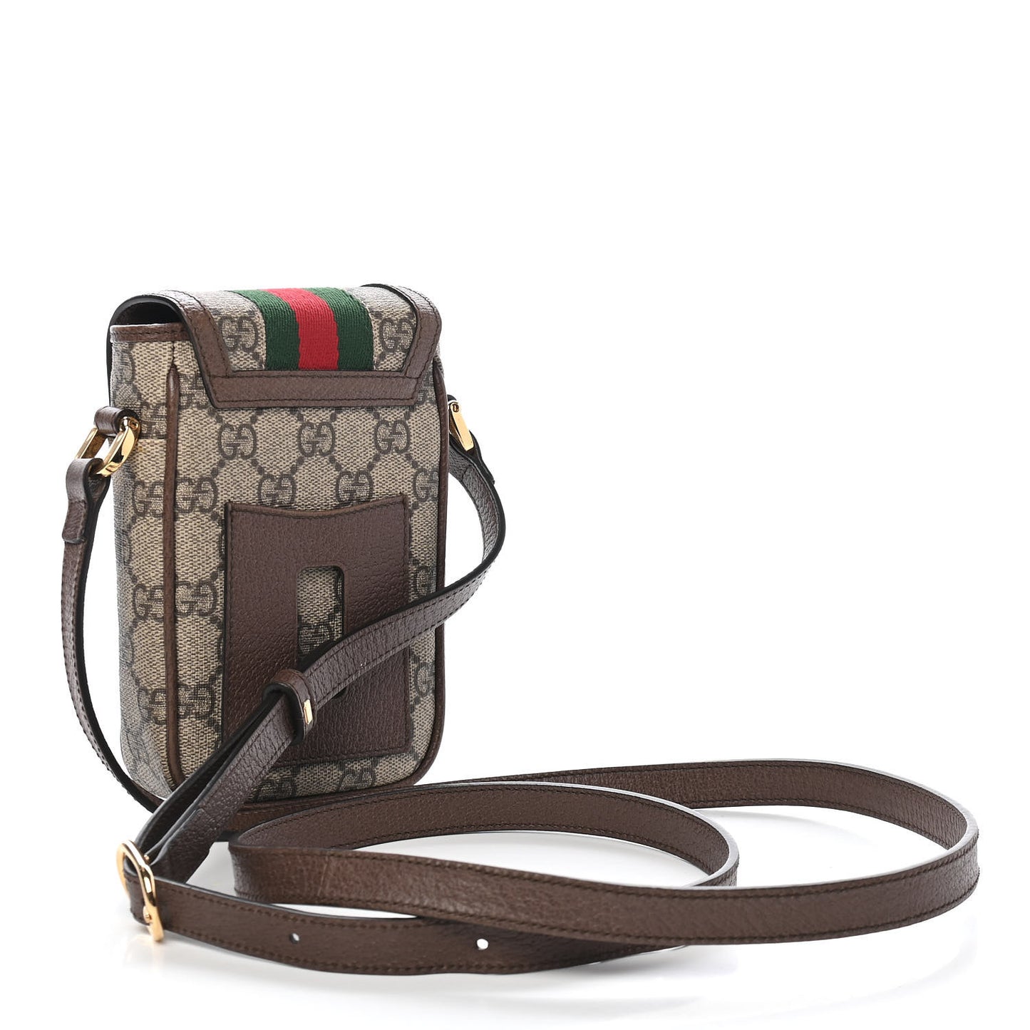 GG Supreme Monogram Web Ophidia Phone Crossbody Bag Beige New Acero
