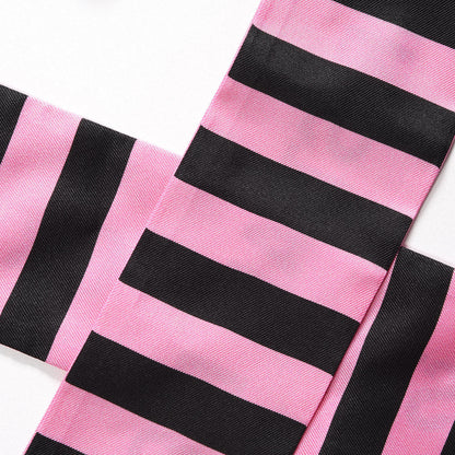 Christian Dior Silk Striped Mitzah Scarf Pink Black 5 of 5
