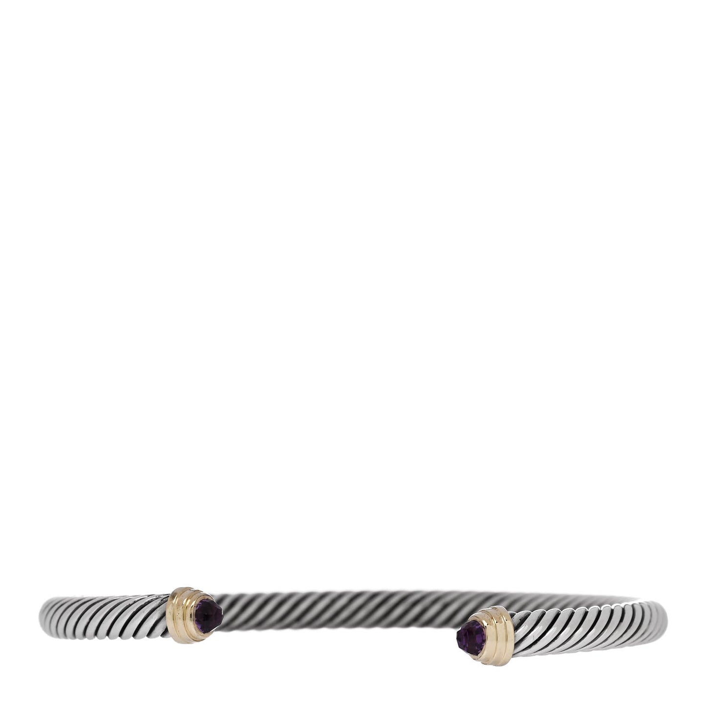 Sterling Silver 14K Yellow Gold Amethyst 5mm Cable Classics Petite Color Bracelet