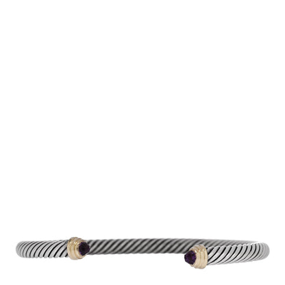 David Yurman Sterling Silver 14K Yellow Gold Amethyst 5mm Cable Classics Petite Color Bracelet 1 of 3