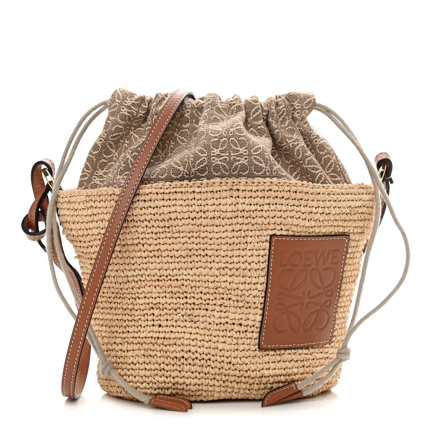 Loewe Calfskin Raffia Bucket Bag Natural Tan 1 of 11