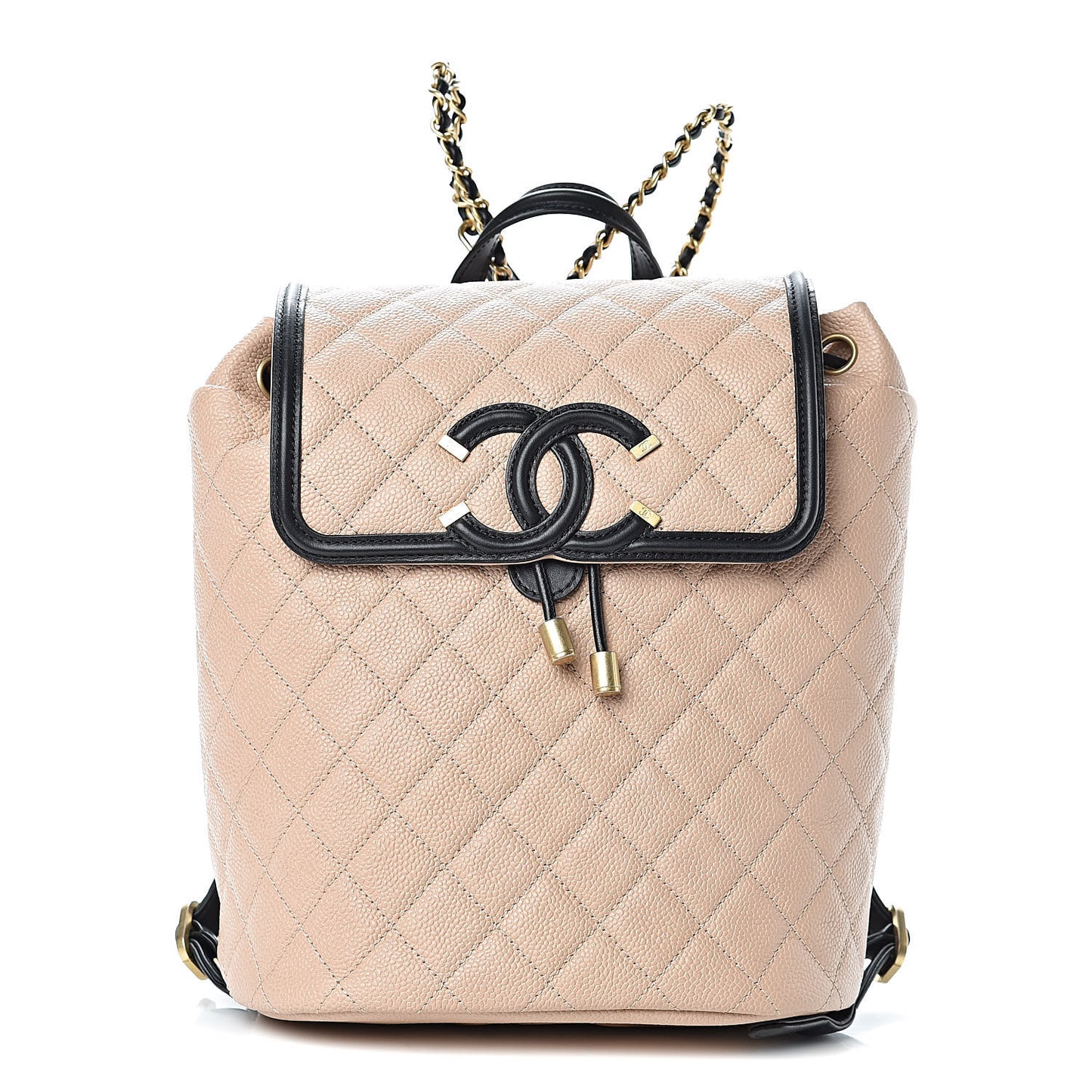 Caviar Quilted Filigree Backpack Beige Black