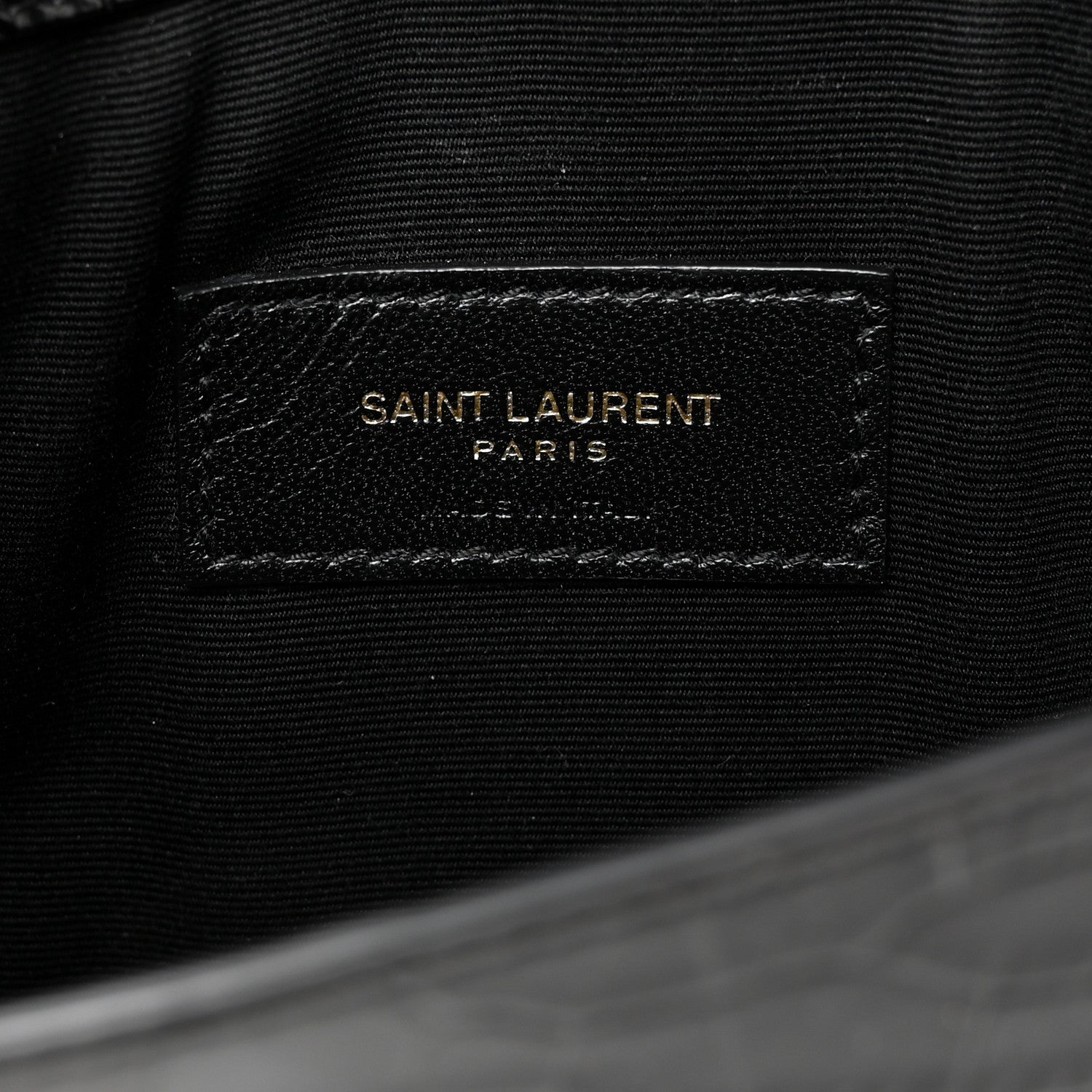 Saint Laurent Calfskin Crocodile Embossed Uptown Monogram Pouch Black 6 of 7