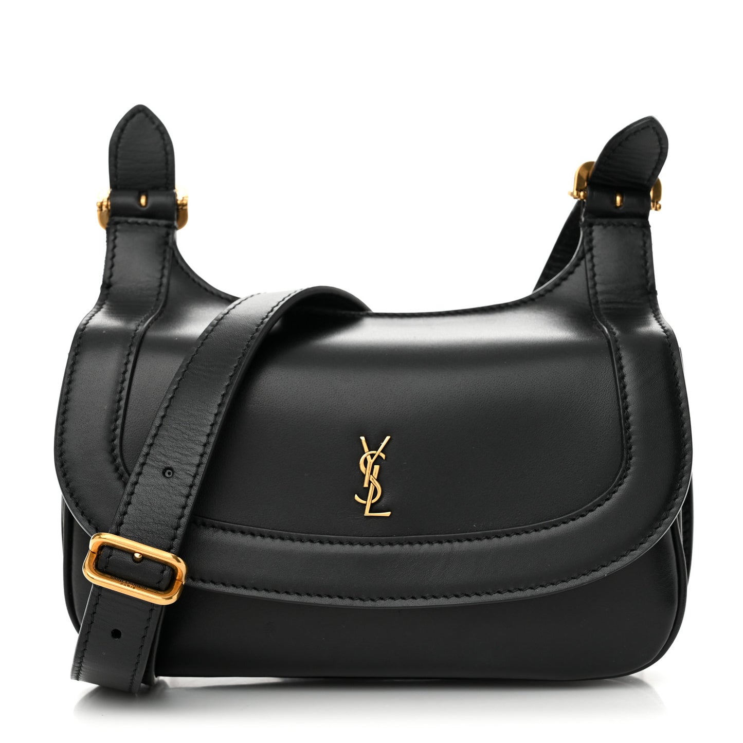 Smooth Calfskin Small Charlie Shoulder Bag Black