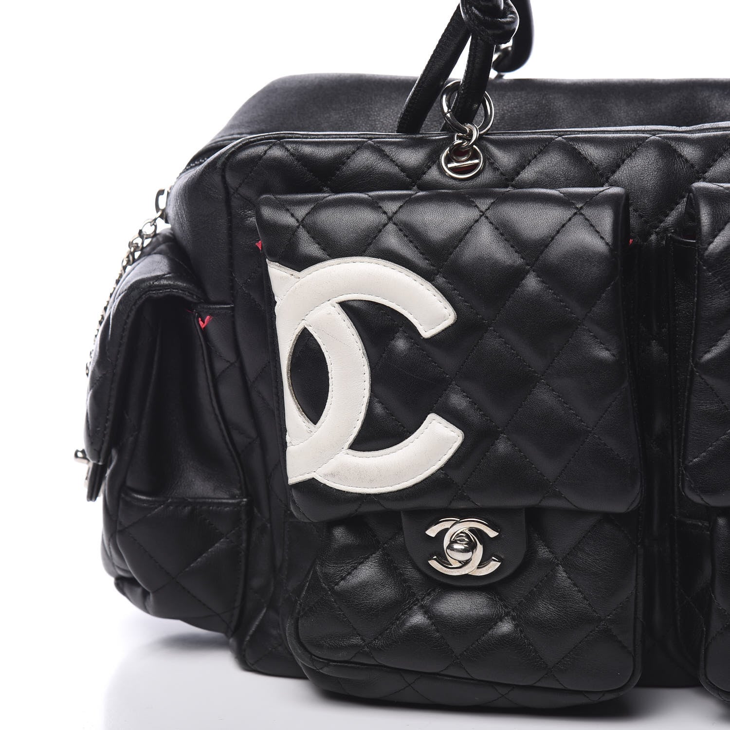 Chanel Calfskin Quilted Large Cambon Multipocket Reporter Black White 9 of 11