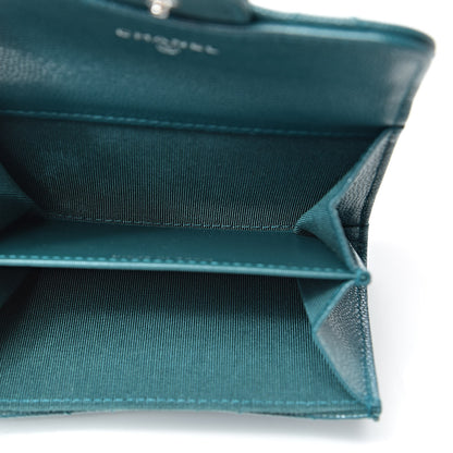 Chanel Caviar Quilted Card Holder Wallet Dark Turquoise 5 of 9