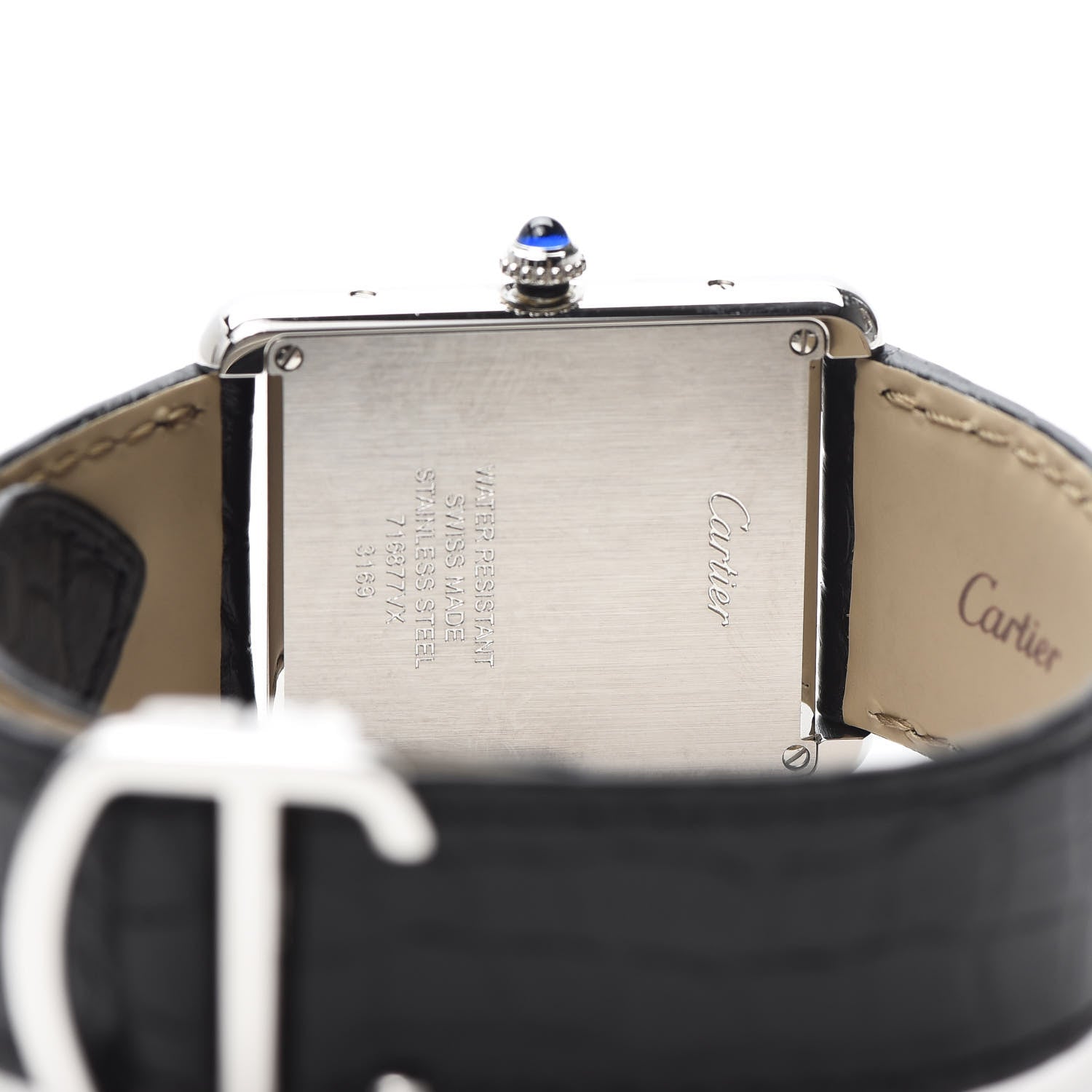 Cartier Stainless Steel Alligator 27mm Tank Solo Quartz Watch 4 of 9