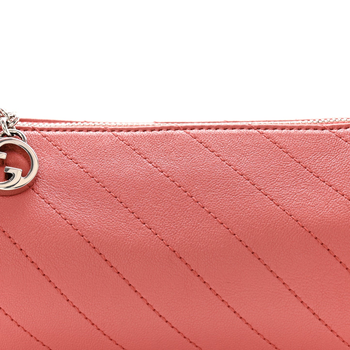 Sakai Be Green Calfskin Diagonal Stitched Mini Blondie Barrel Shoulder Bag Pink