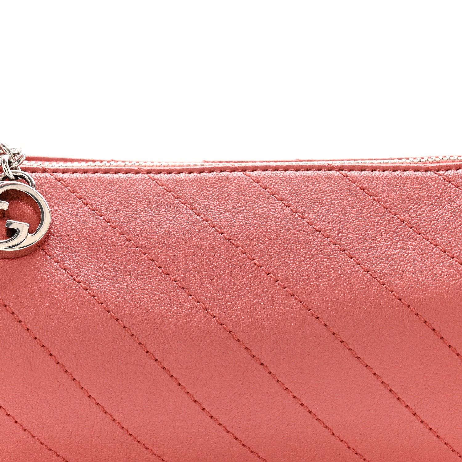 Gucci Sakai Be Green Calfskin Diagonal Stitched Mini Blondie Barrel Shoulder Bag Pink 7 of 10