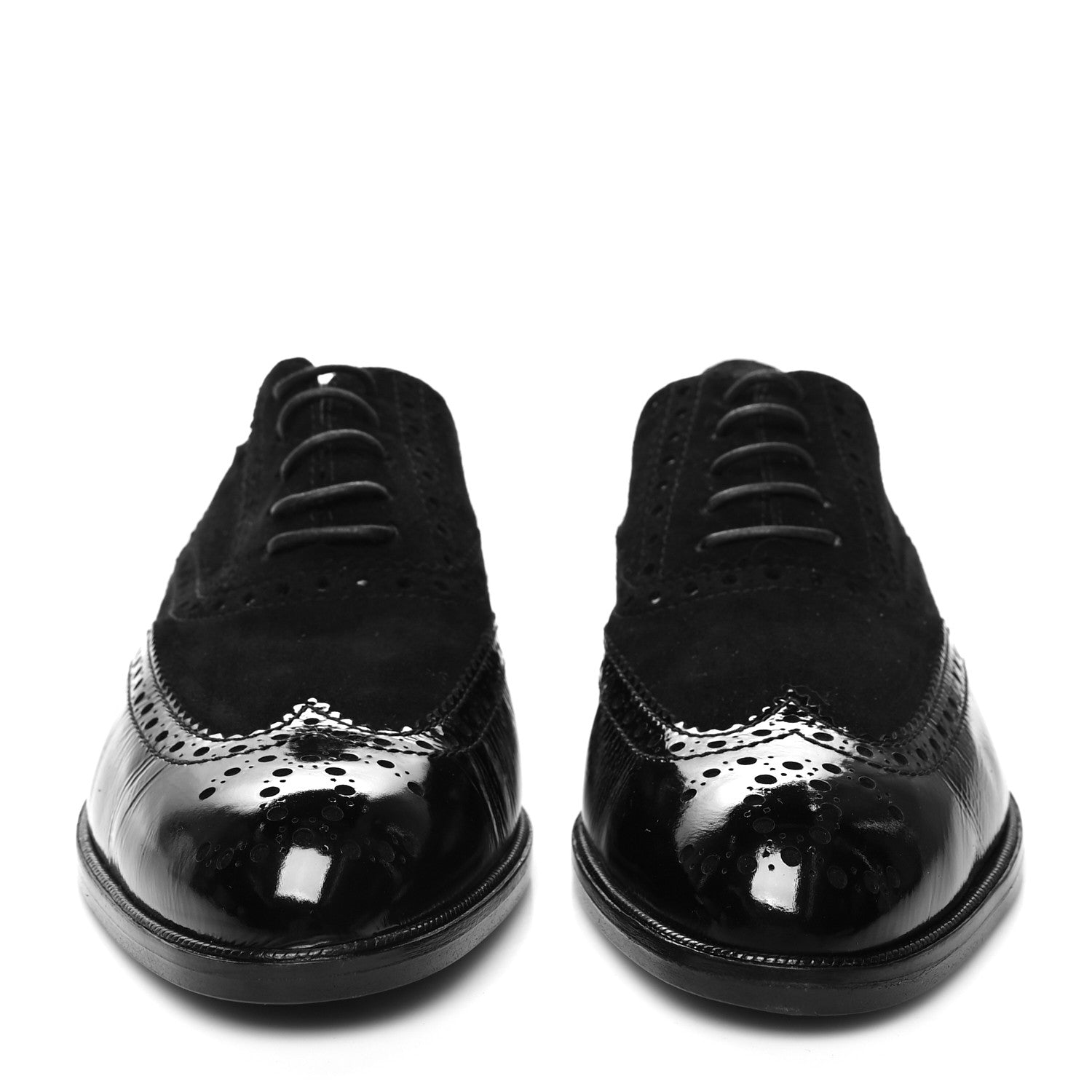 Chanel Patent Calfskin CC Brogue Lace Up Oxfords 38.5 Black 2 of 10