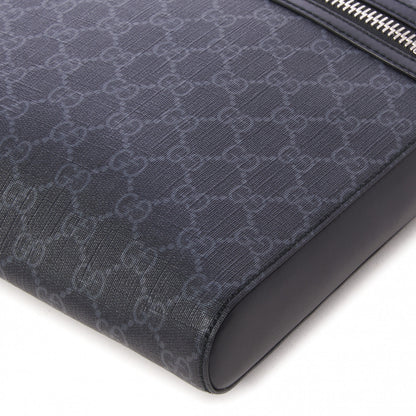 Gucci GG Supreme Monogram Appia Calfskin Web Flat Messenger Bag Black Grey 5 of 9