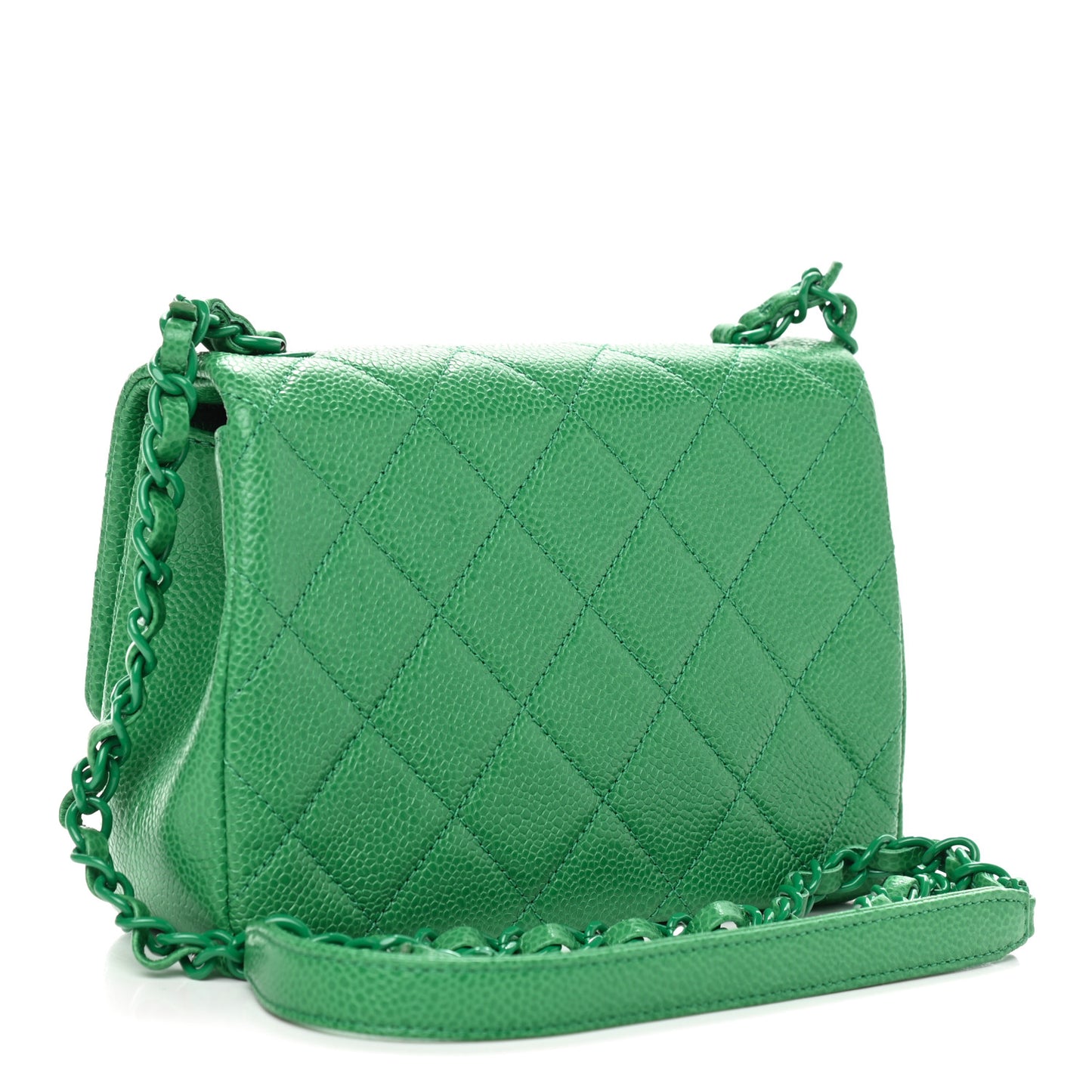 Caviar Quilted Mini Incognito Square Flap Green