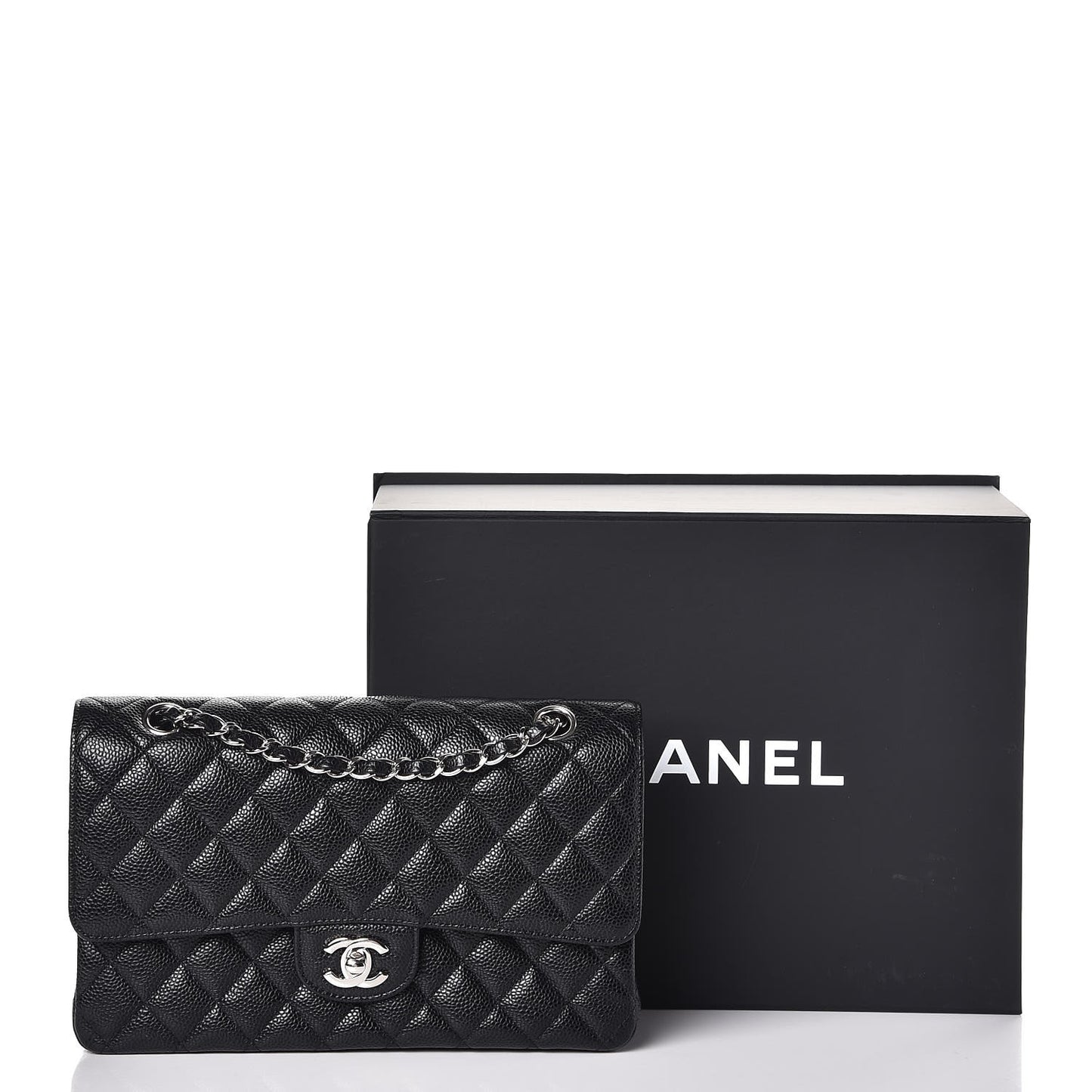 Caviar Quilted Medium Double Flap Black