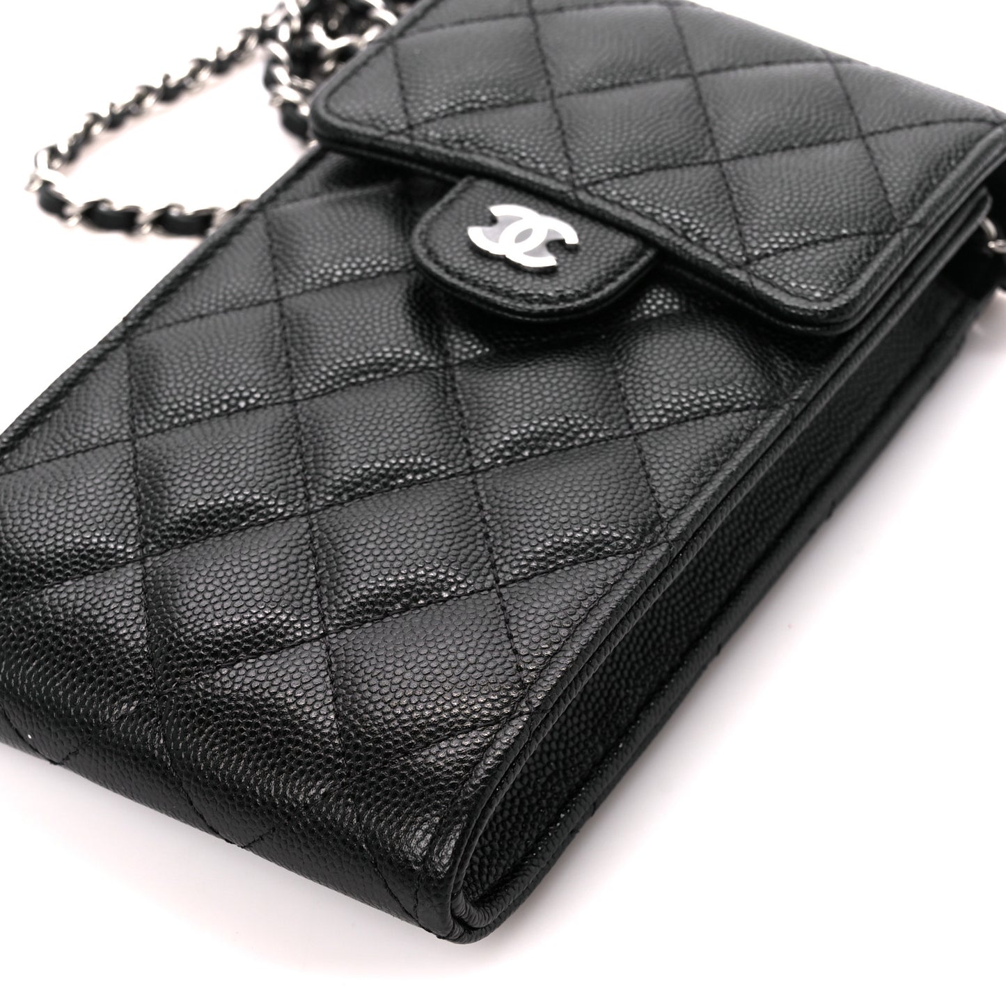 Caviar Quilted Classic Phone Holder Black