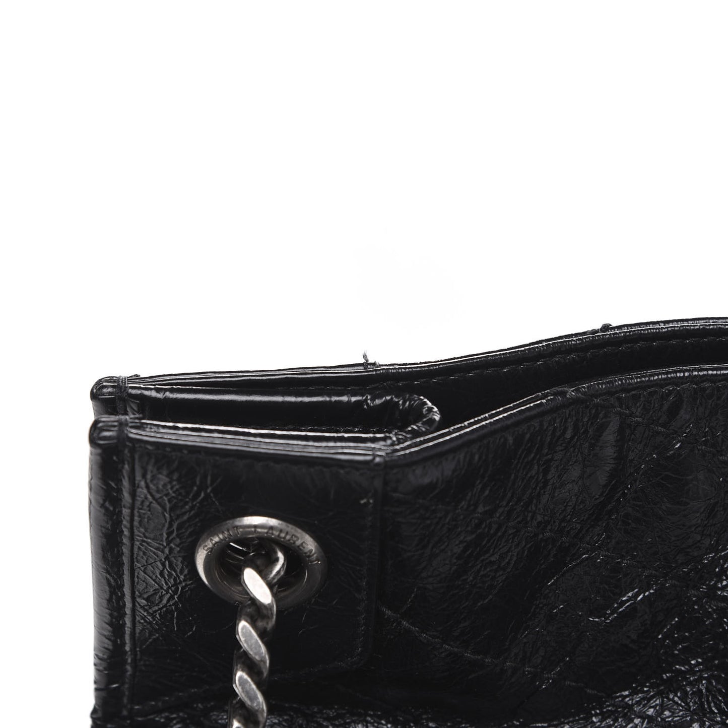 Crinkled Calfskin Matelasse Monogram Niki Shoulder Bag Black