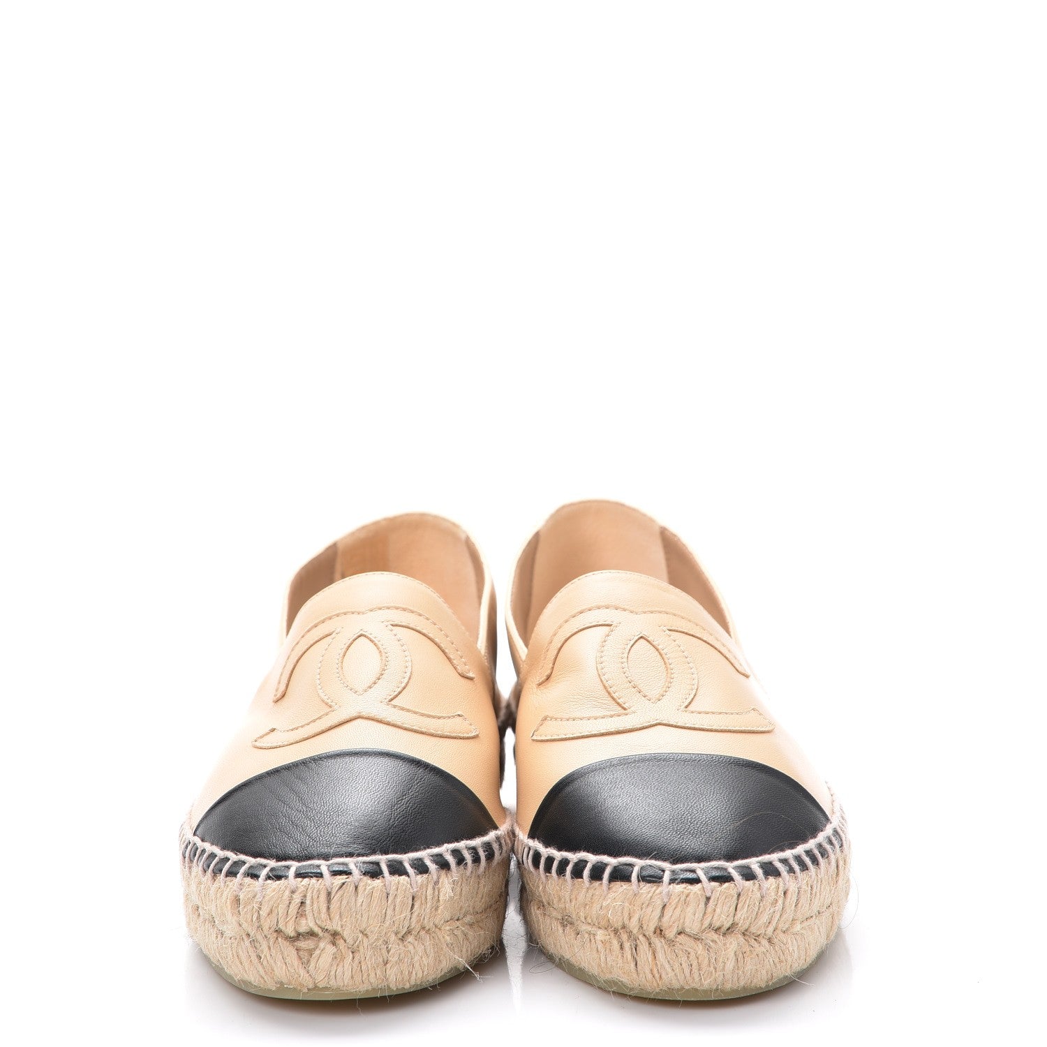 Chanel Lambskin CC Espadrilles 38 Beige Black 2 of 10