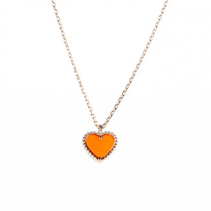 Van Cleef & Arpels 18K Rose Gold Carnelian Sweet Alhambra Heart Pendant Necklace 3 of 5